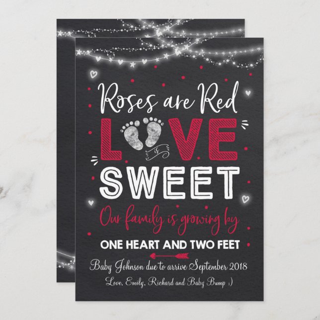 Anúncio de gravidez do dia de os namorados (Frente/Verso)