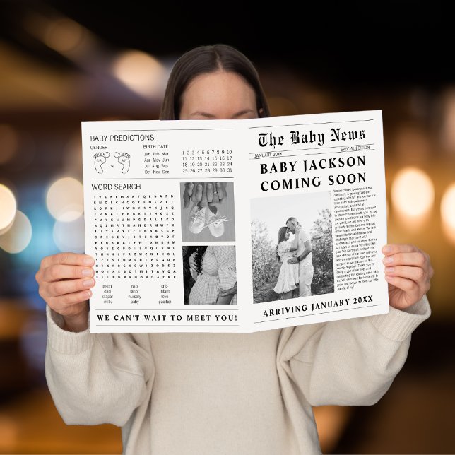 Anúncio de gravidez em breve (Newspaper Baby Coming Soon Pregnancy Announcement)