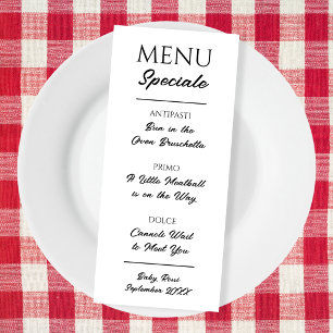 Anúncio de Gravidez em Cardápio Italiano Restauran