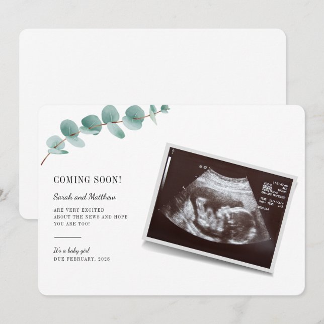 Anúncio de Gravidez Eucalyptus Reveal (Frente/Verso)