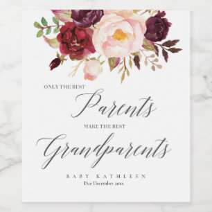 Anúncio de Gravidez Floral Marsala Etiquetas de V