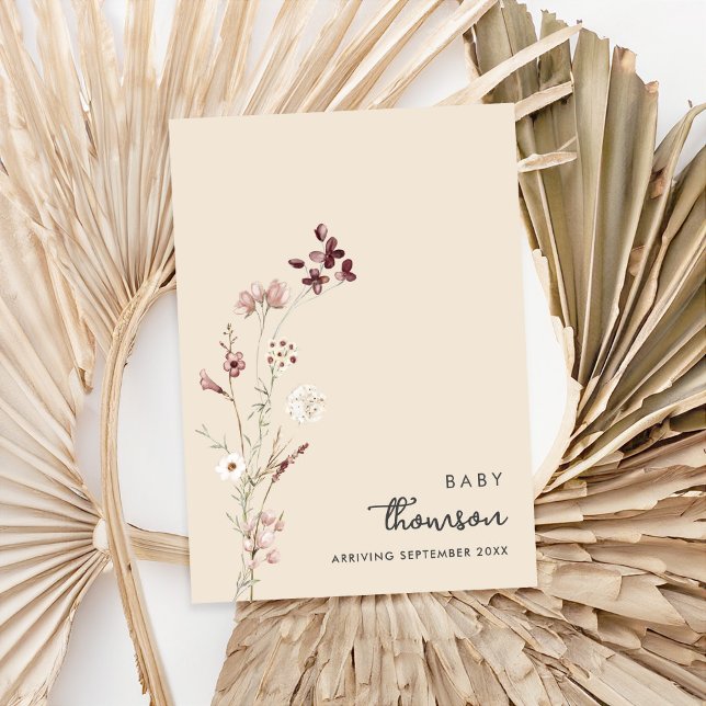 Anúncio de Gravidez Floral Minimalista Moderna (Criador carregado)