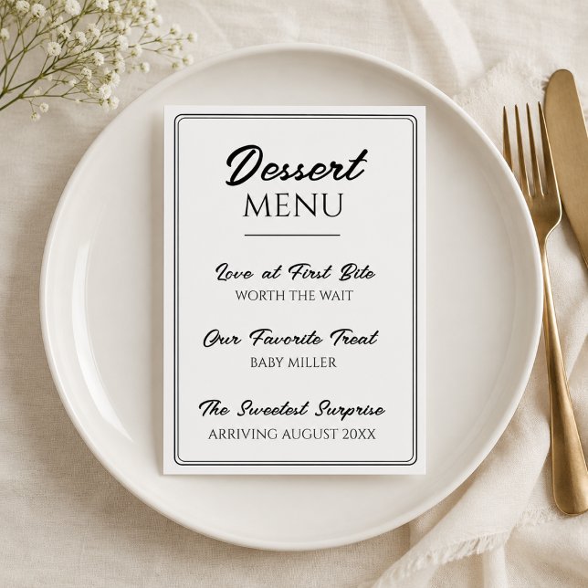 Anúncio de Gravidez Fofo no Cardápio de Sobremesas (Dessert Menu Cute Pregnancy Announcement)