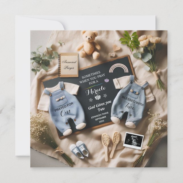 Anúncio de gravidez gêmeos, surpresa do bebê (Frente)