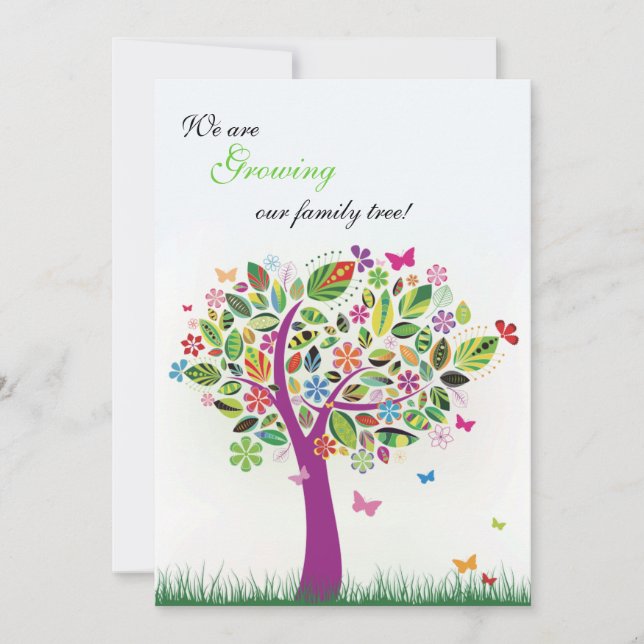 Anúncio de gravidez na árvore florescente (Frente)