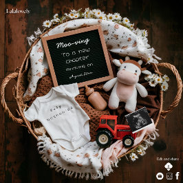 Anúncio de gravidez na Fazenda rustica da vaca em 