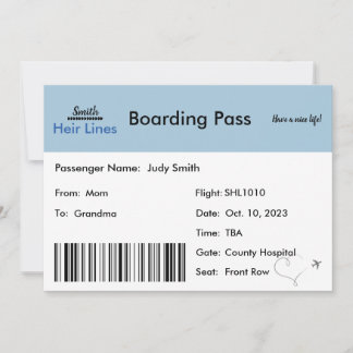 Anúncio de gravidez no avião para a família