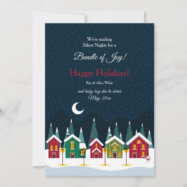 Anúncio de Gravidez no Cartão de Natal Silent Nigh (Frente)