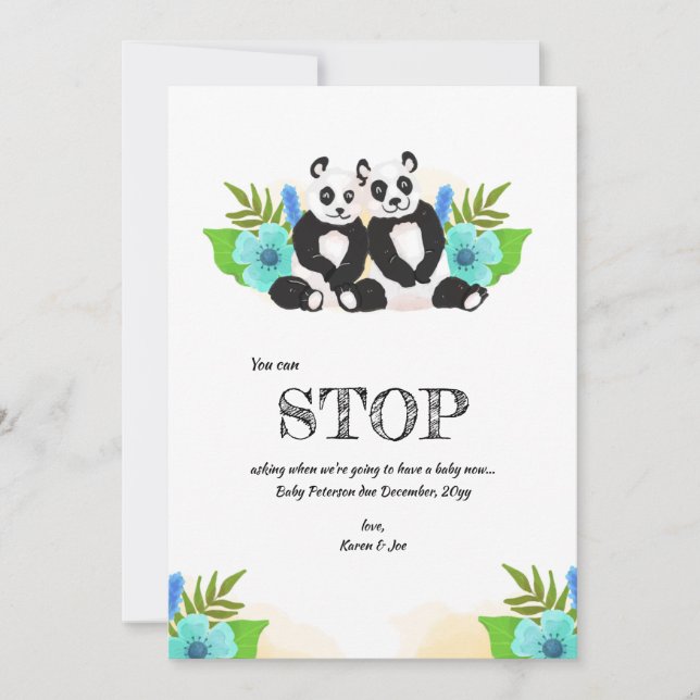 Anúncio de Gravidez Panda Bears (Frente)