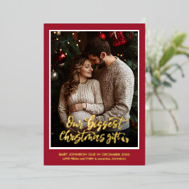 Anúncio de Gravidez para Foto de Presente de Natal