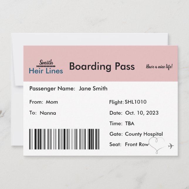 Anúncio de Gravidez Pensado em viagem (Neutro) (Frente)