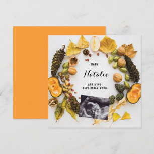 Anúncio de Gravidez Pumpkin Queda Fall Autumn Wrea