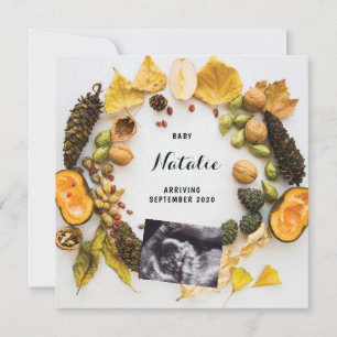 Anúncio de Gravidez Pumpkin Queda Fall Autumn Wrea