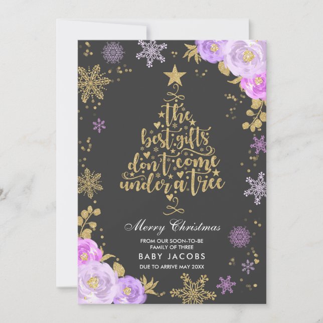 Anúncio de gravidez Quadro Floral do Cartão de Nat (Frente)