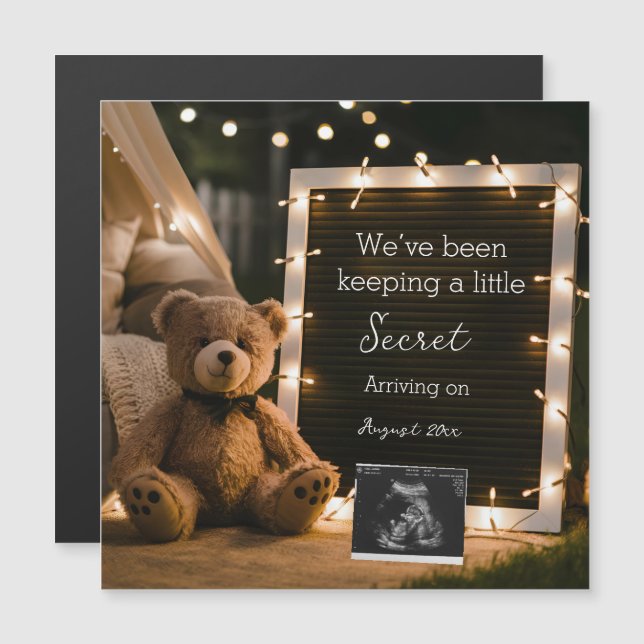 Anúncio de Gravidez Teddy Bear Cozy Night (Frente/Verso)