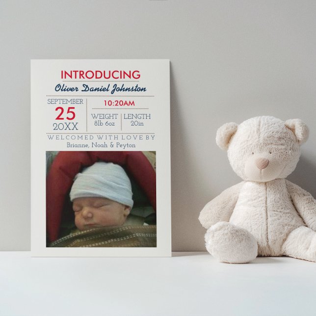 Anúncio de marinho Náutico Stripe Foto Bebê (Criador carregado)