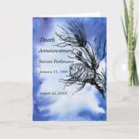 Anúncio de morte para homem em azul