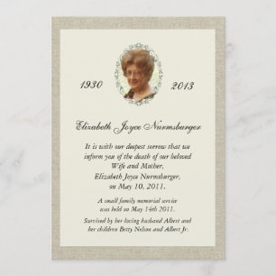 Anúncio de morte por foto de linen tradicional