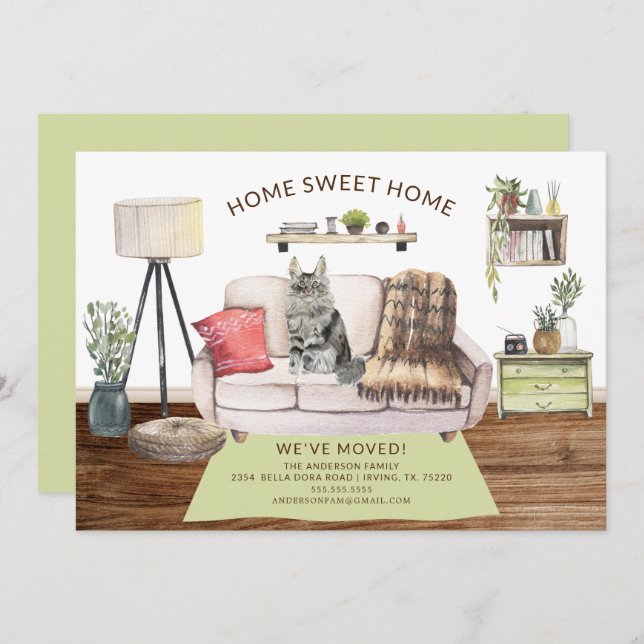 Anúncio de Movimentação de Gato de Maine Coon (Frente/Verso)