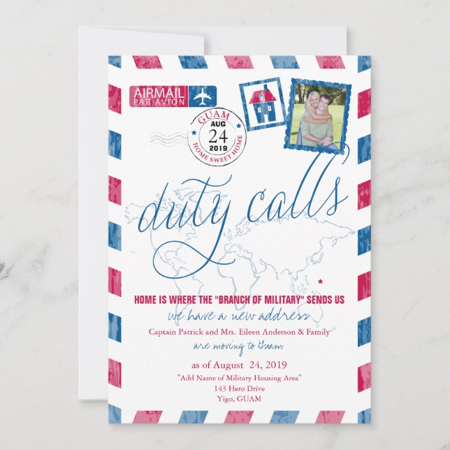 Anúncio de Movimentação de Guam Militar Antiquado (Frente)