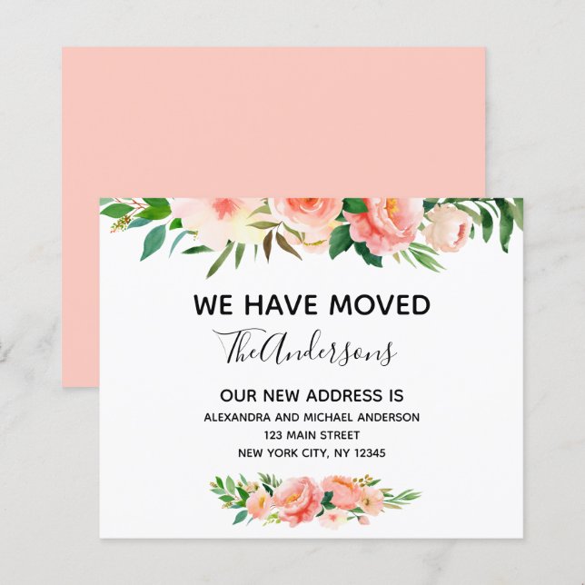 Anúncio de Movimentação Floral de Coral de Pêssego (Frente/Verso)