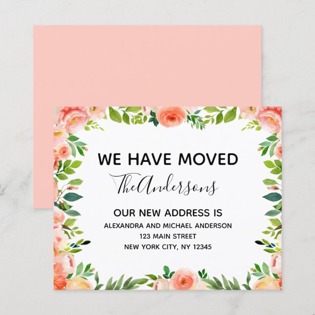 Anúncio de Movimentação Floral de Coral de Pêssego (Frente/Verso)