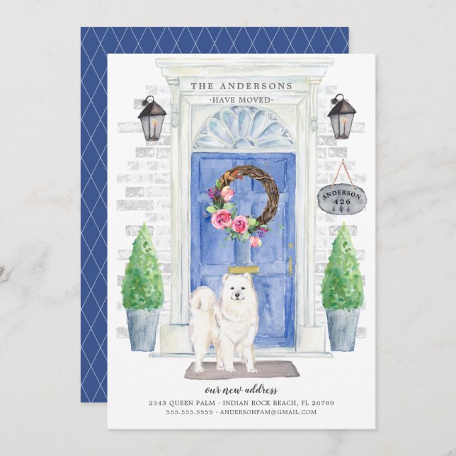 Anúncio de movimento da porta frontal com Samoyed (Frente/Verso)