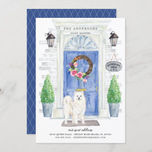 Anúncio de movimento da porta frontal com Samoyed