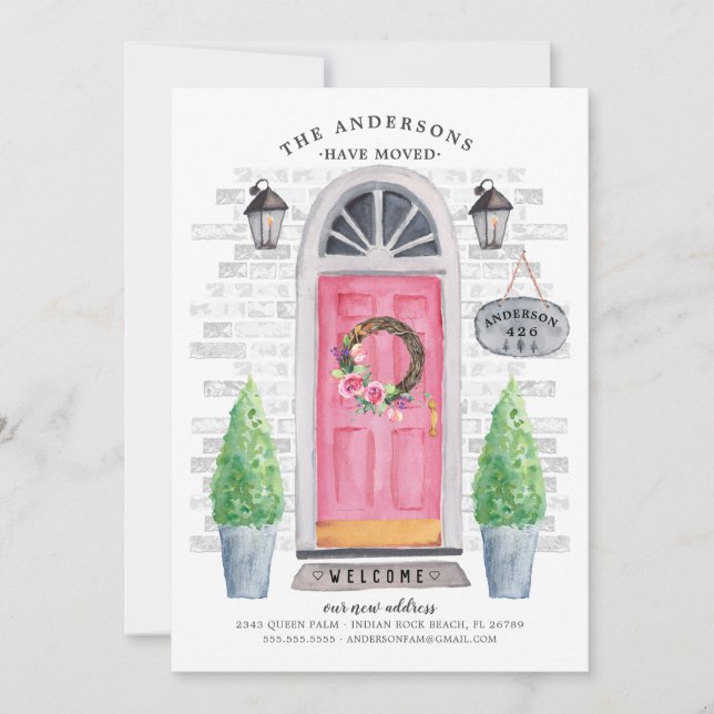 Anúncio de movimento da porta frontal rosa (Frente)