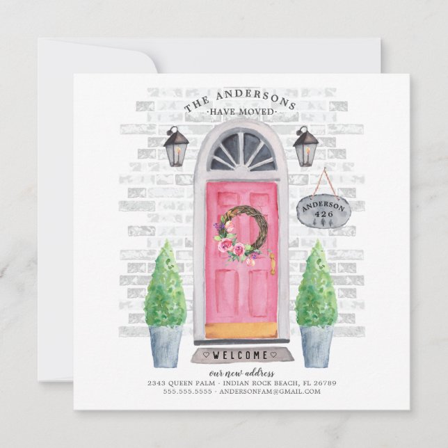 Anúncio de movimento da porta frontal rosa (Frente)