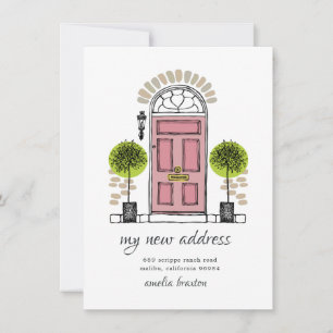 Anúncio de movimento da porta rosa