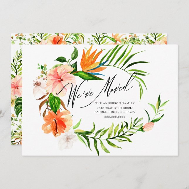 Anúncio de Movimento Floral Tropical Hibiscus (Frente/Verso)