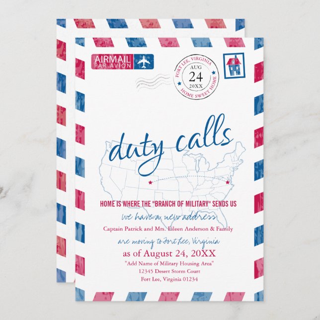 Anúncio de Movimento Militar Fort Lee Virginia (Frente/Verso)