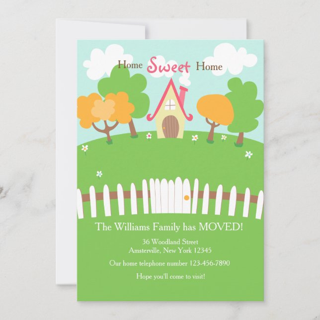 Anúncio de Mudança com Cerca de Estacas Brancas (Frente)