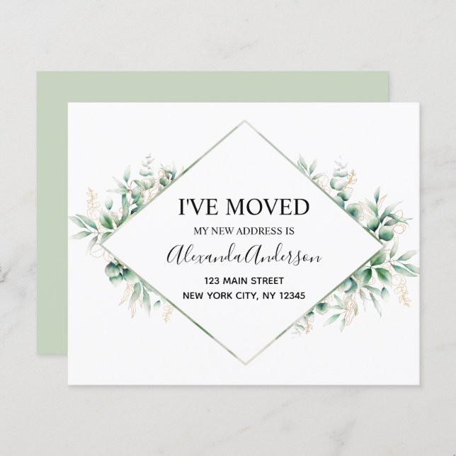 Anúncio de Mudança com Orçamento Eucalipto Verde (Frente/Verso)