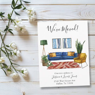 Anúncio de mudança da sala de estar Nós mudamos