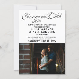 Anúncio de Mudança de Data de Casamento com Foto
