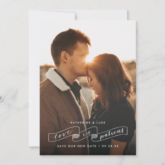 Anúncio de mudança de data de casamento com foto d (Frente)