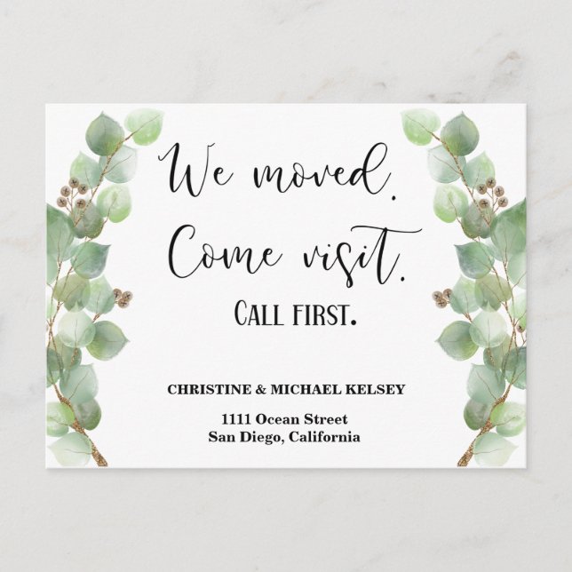 Anúncio de mudança de endereço da Greenery New Hom (Frente)