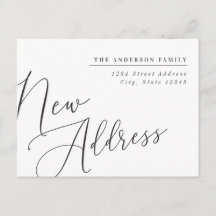 Anúncio de Mudança de Endereço de Caligrafia Moder