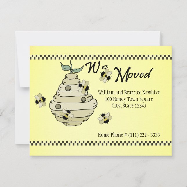 Anúncio de mudança de endereço do Bee Hive (Frente)