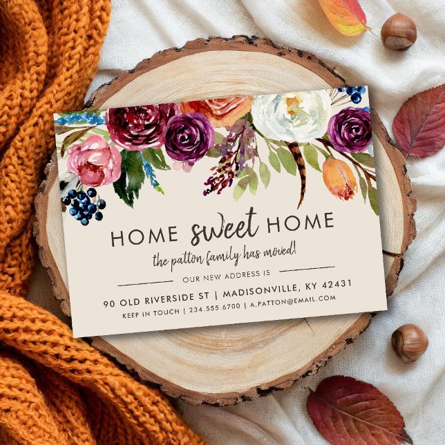 Anúncio de mudança de endereço Outono Boho Blooms  (Criador carregado)