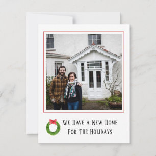 Anúncio de mudança de férias com foto da nova casa