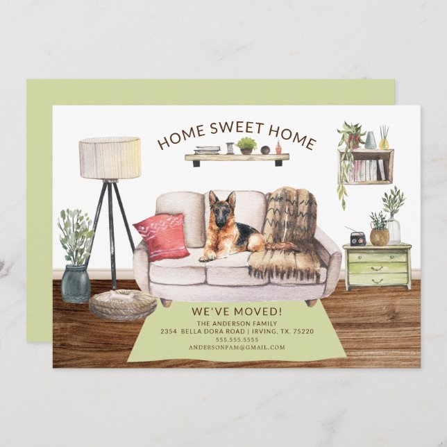 Anúncio de mudança de German shepherd (Frente/Verso)