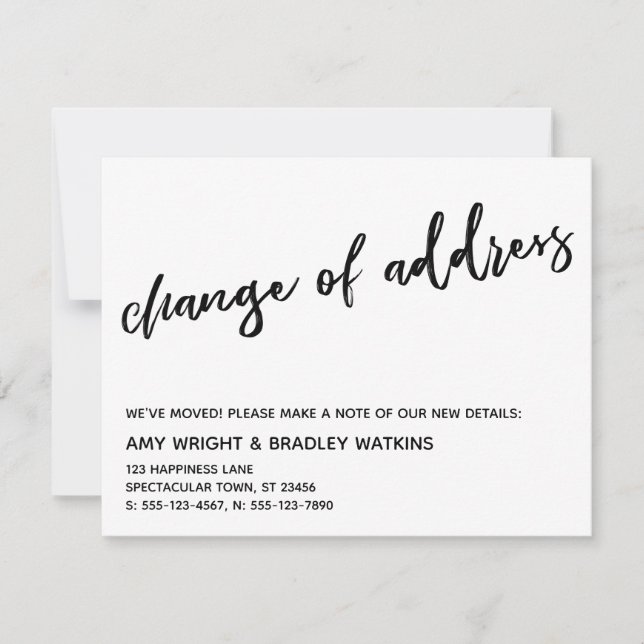 Anúncio de mudança de manuscrito casual de endereç (Frente)