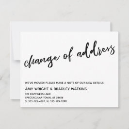 Anúncio de mudança de manuscrito casual de endereç
