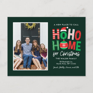Anúncio de mudança de Natal Ho Ho Home em cartão p