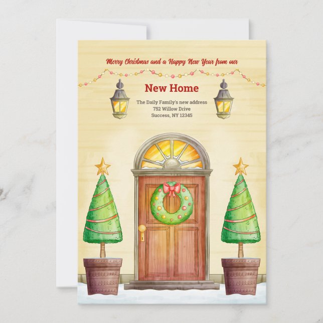 Anúncio de mudança de Natal na porta da frente (Frente)