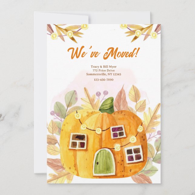 Anúncio de Mudança de Outono com Abóbora (Frente)