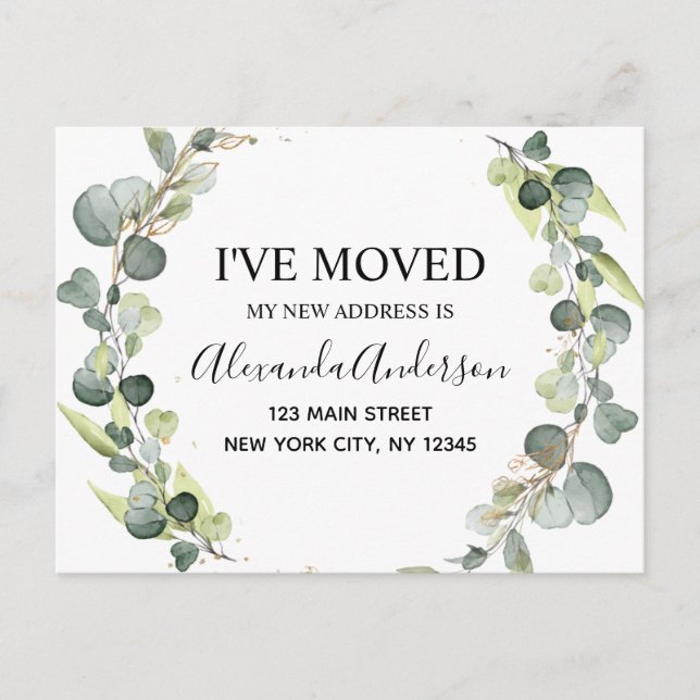 Anúncio de Mudança Eucalipto Verde Água Pintura (Frente)